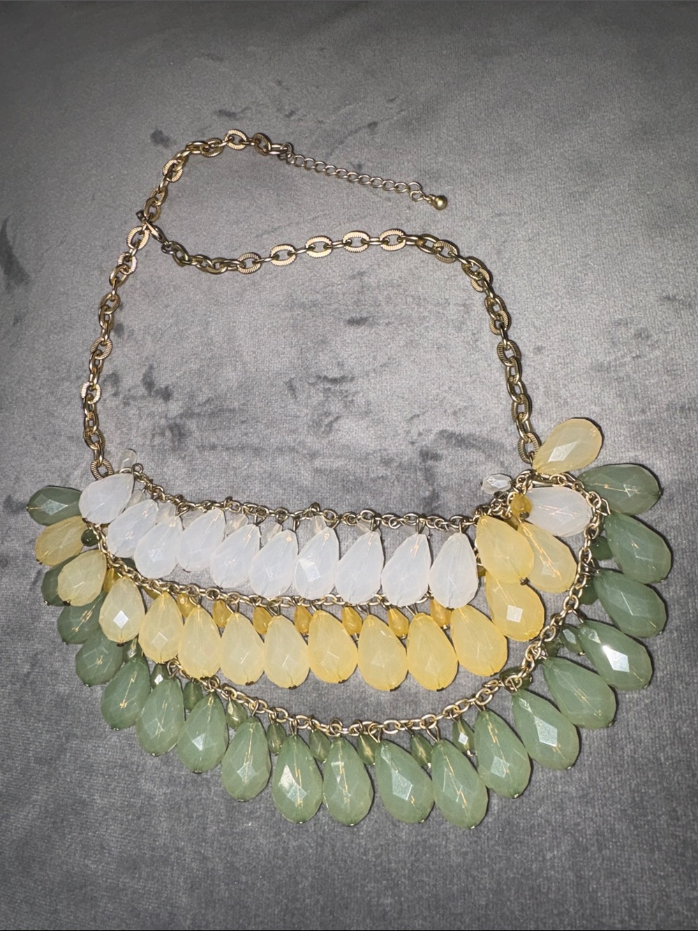 J. Crew Gold-Tone Necklace with White, Yellow & Green Teardrops